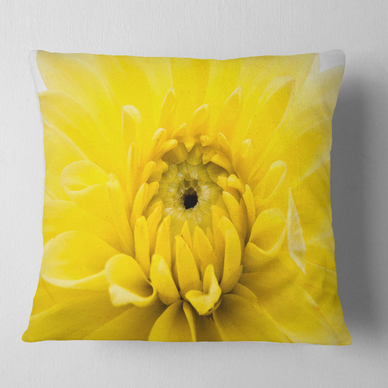 Coussin jaune fleur de chrysanthème jaune, 18 po x 18 po, Coussin décoratif