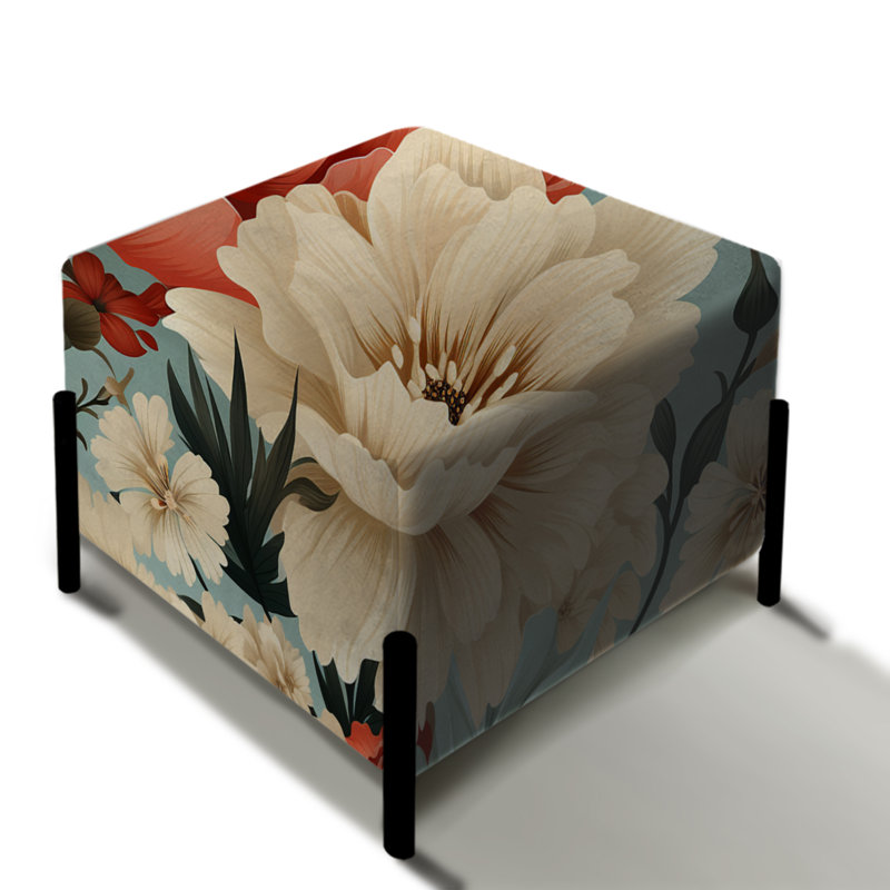 Coral Boho Floral Harmony - Repose-pieds carré floral