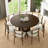 60" Brown Solid Wood and Rattan Cross Leg Base Round Top Dining Table-1235879326-1235879322