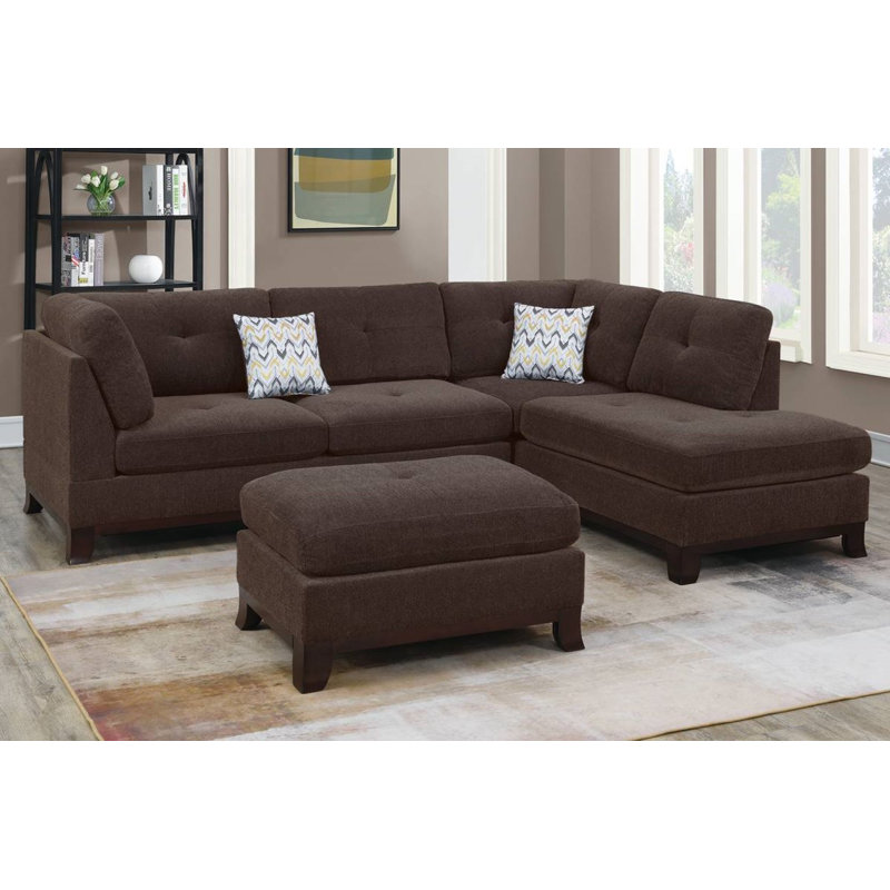 Canapé modulaire 3 pièces Noboru, Chenille brun