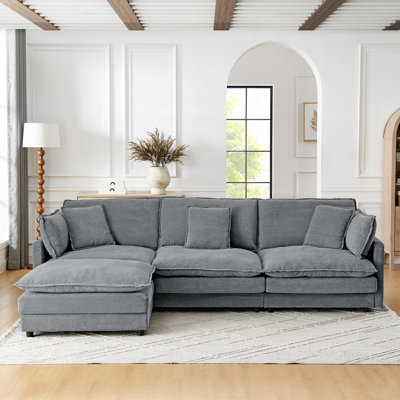 Canapé modulaire en L avec repose-pieds convertible surdimensionné 4 places Modern Home