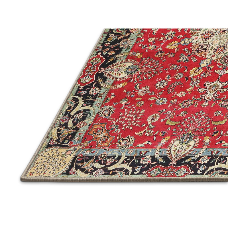 Tapis traditionnel rouge / noir Briadale, Rectangle 2 pi x 5 pi