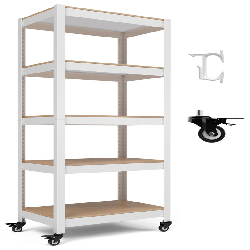 Utility Cart with Wheels, 69.49" H x 36.18" W x 16.5" D, White