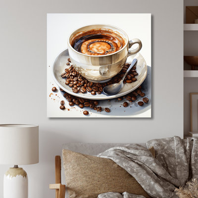 «Brown Watercolor Espresso I», art mural en métal café