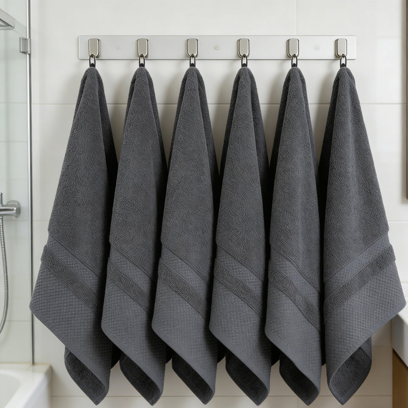 Essuie-mains de luxe 100% coton, ensemble de 6 - Serviettes de spa douces, très absorbantes et à séchage rapide pour le bain, la salle de sport et la cuisine (16 po x 29 po)