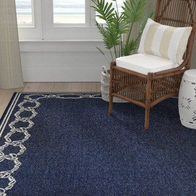 Dillow Rope Ivory Indigo Flatwoven Indoor Outdoor Area Rug