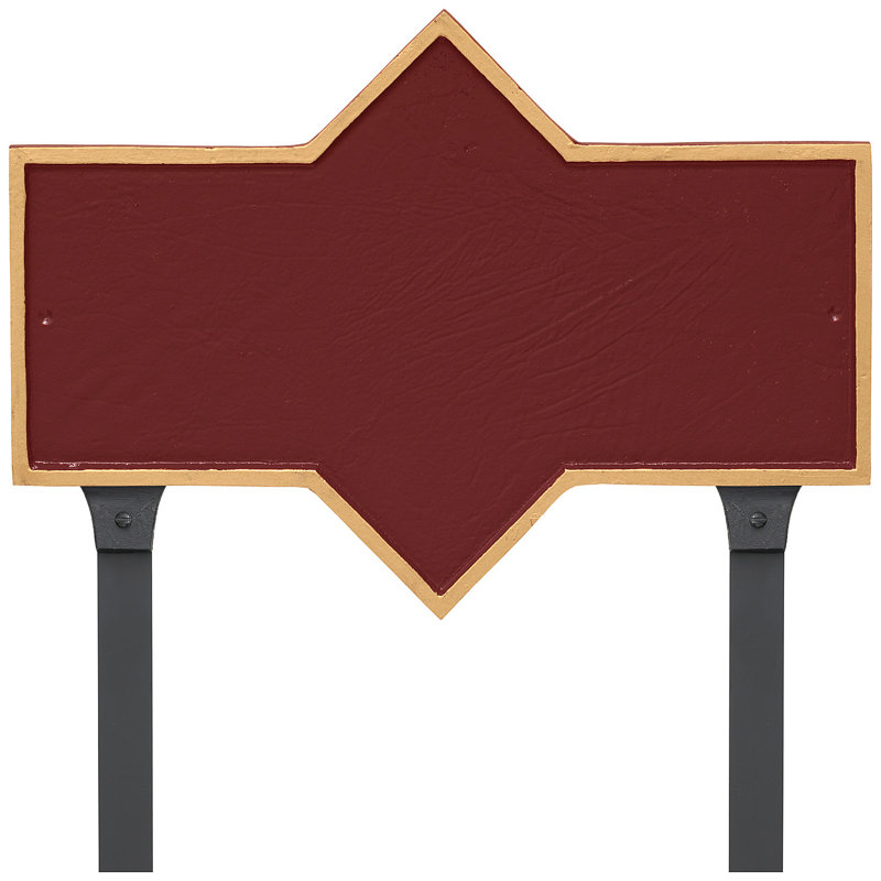 Plaque d'adresse rectangulaire avec piquet de jardin Piedmont, Rouge brique / Or, Oui