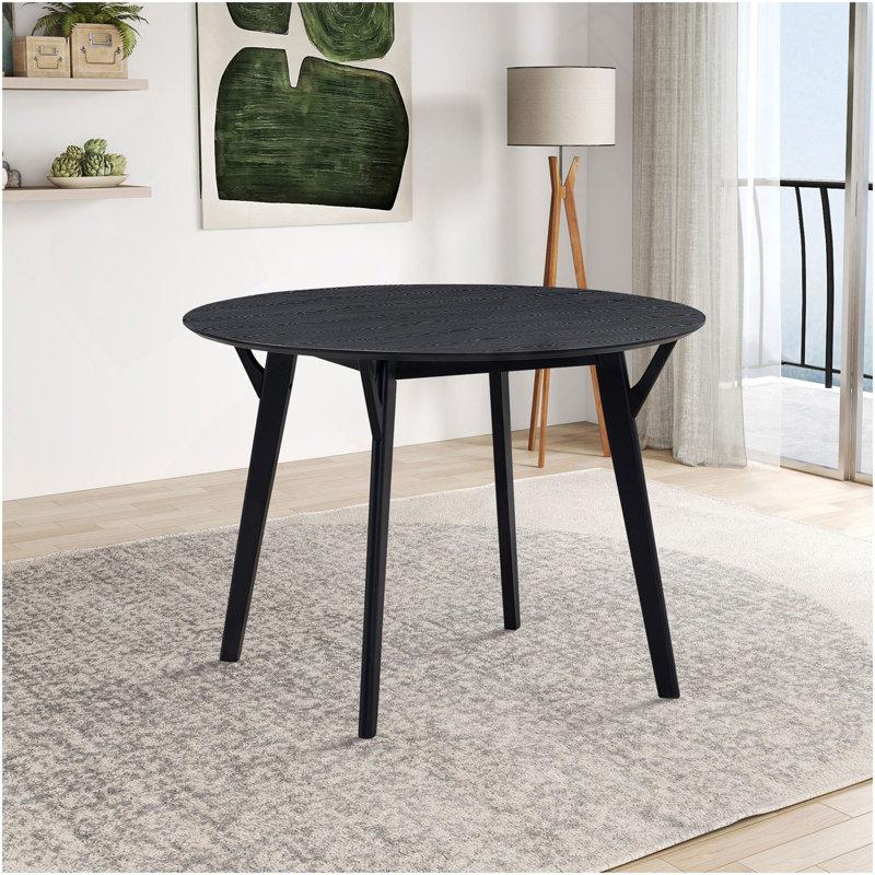 42.01 Inch Saving Place Table,Wooden Dining Table For 4 Persons,Modern Design Round Kitchen Table For Living Room,Apartment,Restaurant,Black