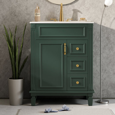 Meuble-lavabo autoportant de 24 po de style français avec lavabo en céramique