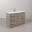 Hugo 48 In. Single Sink Carrara White Marble Countertop Vanity In Grey Oak With Hook Faucet-1715194446