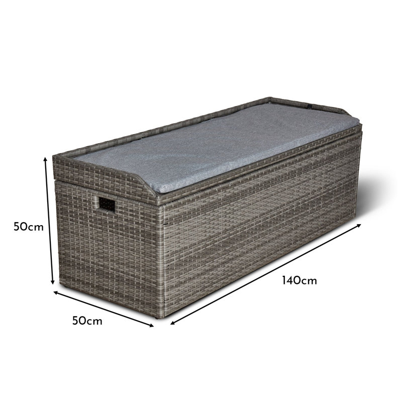 17 Stories Alyene 140cm W 130L Wicker Storage Bench, Grey
