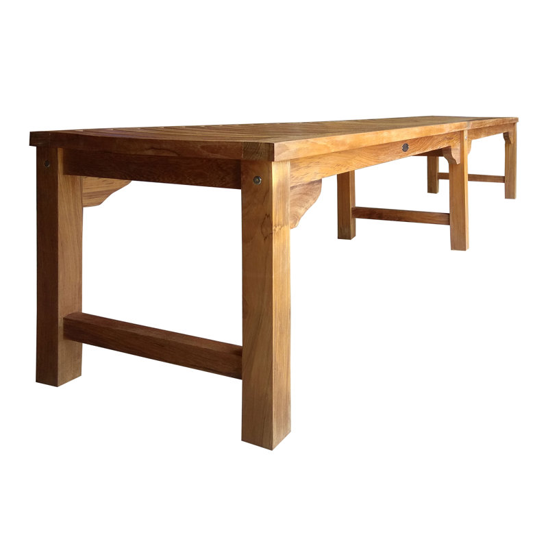 Santa Monica Outdoor Teak Dining Bench, 18" H x 94" W x 18" D