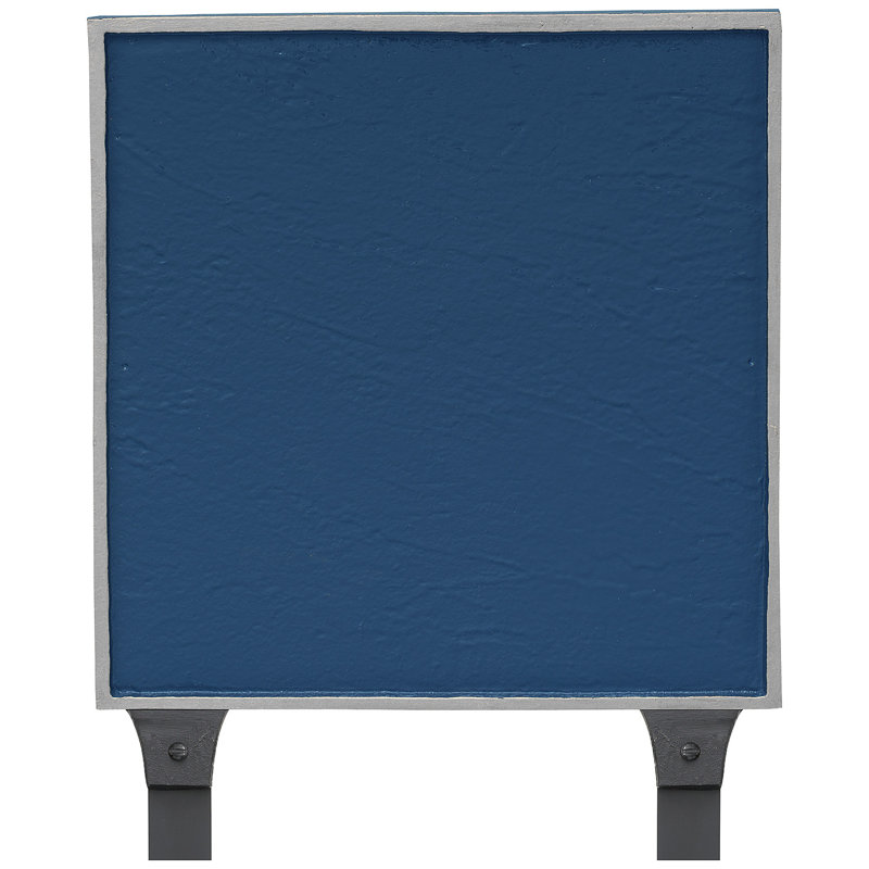 Plaque carrée classique à une ligne avec piquets de pelouse, Bleu de mer / Argent
