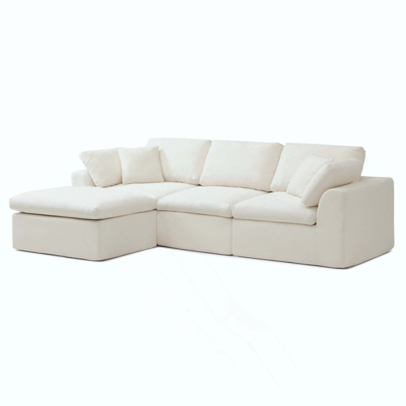 Canapé d'angle infonuagique pour salon, canapé d'angle en L sans structure avec pouf, canapé d'angle modulaire 3 places
