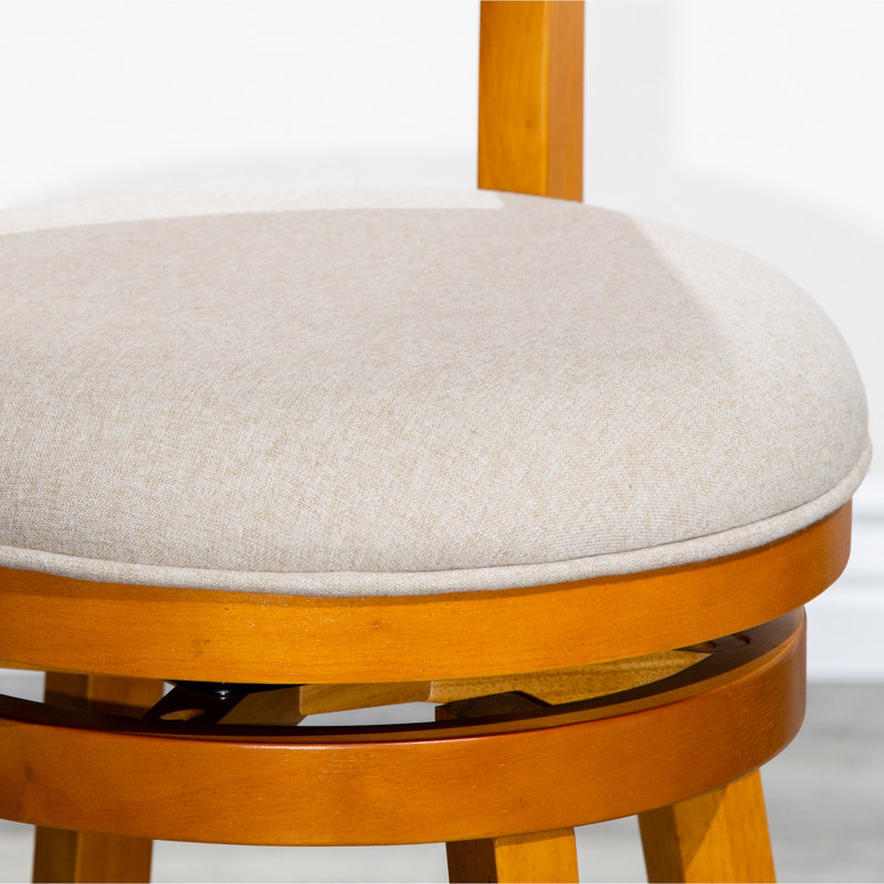 Chaise avec dossier à lattes de hauteur de comptoir 24 po avec éclat naturel et tabouret pivotant beige, Gris, Naturel