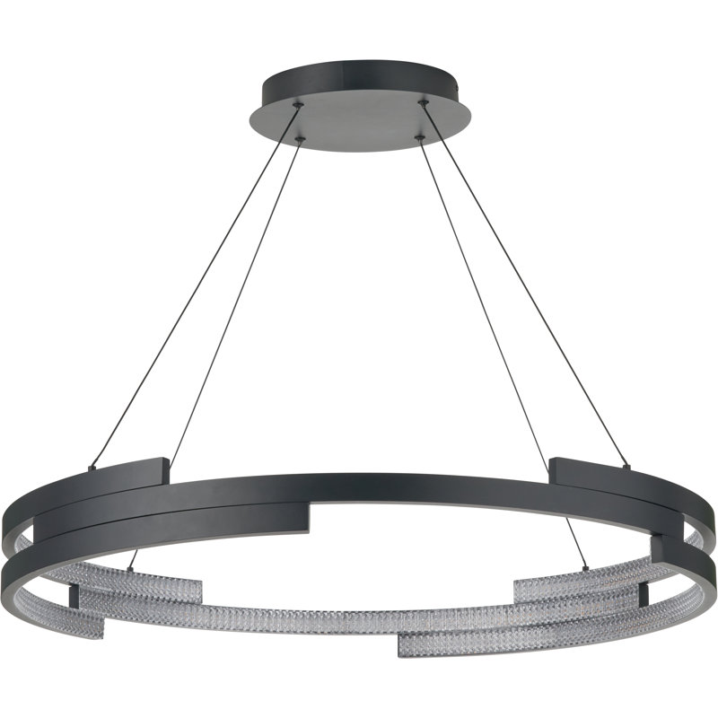 6 - Light Unique/Statement LED Chandelier, Satin Black