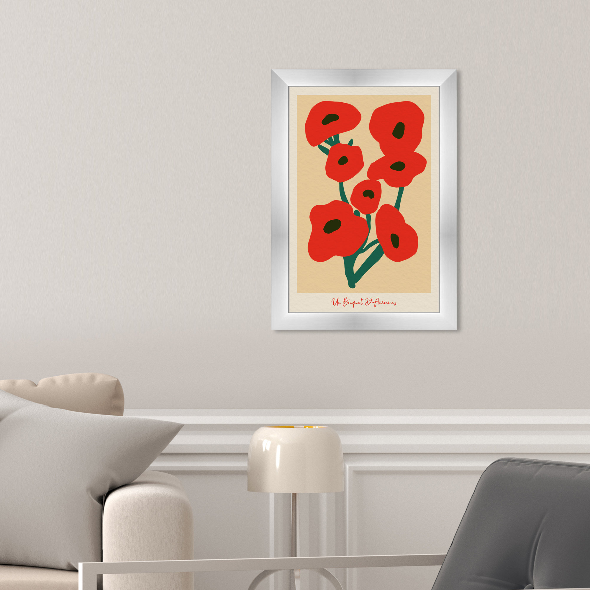 Modern Red Flower Bouquet by Oliver Gal, Silver, 17" H x 12" W