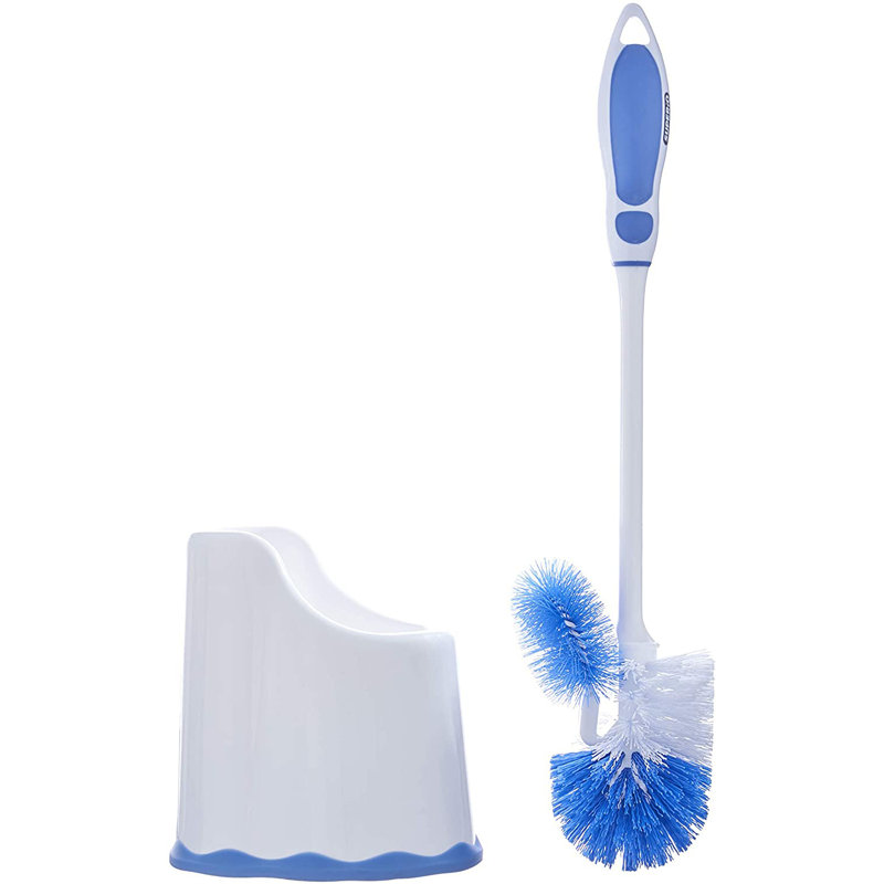 17'' Toilet Brush And Holder in White/Blue