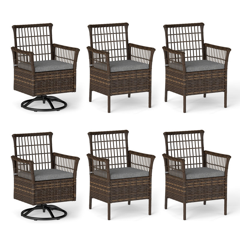 Ensemble de 6 chaises de patio avec coussins de siège
