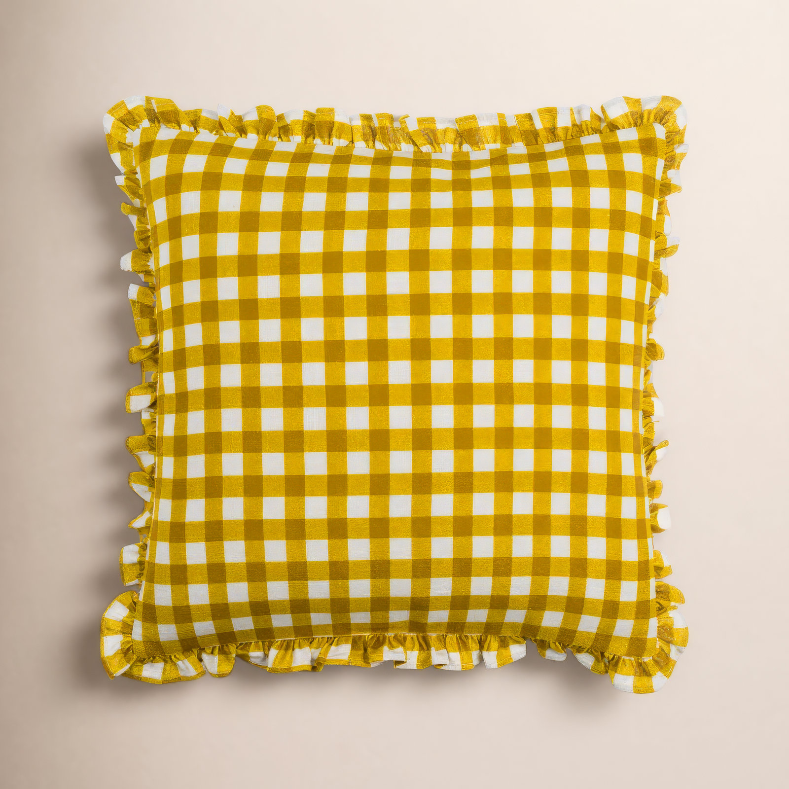 Zeppelin Cotton Pillow Cover, 20" x 20", Pillow Cover Only - No Insert, Yellow Plaid