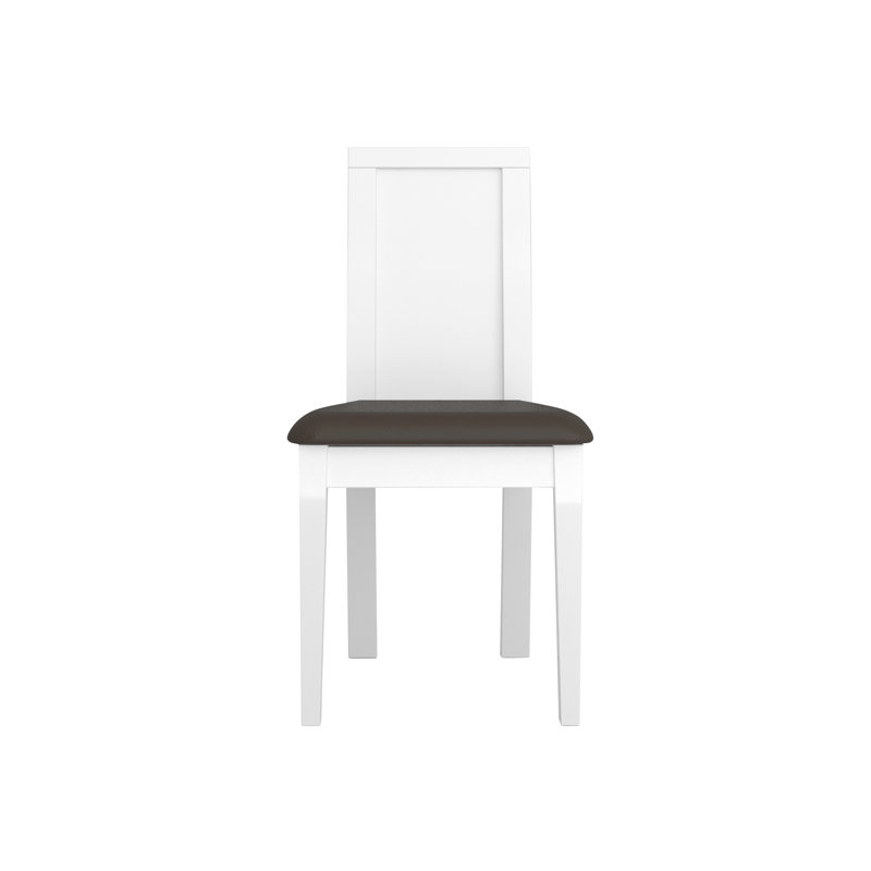 48cm H Polyurethane Upholstered Side Chair, Brown, White