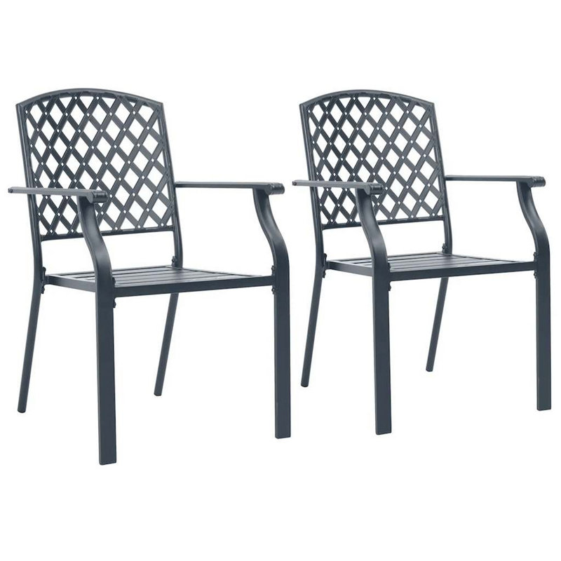 Ensemble de 2 chaises de salle à manger empilables en acier noir