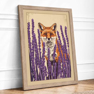 Fox in Lavender Botanical - Framed Print