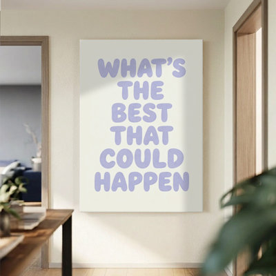 1Pc Framed Canvas Poster Print "What's the best that could happen": Bold text, Minimalist typography art style. Wall Art Decor, Perfect for Room Decor Living Room Bedroom Office Kitchen Bathroom Home Decor, Ideal Home Wall Decoration Gift, 2D Flat