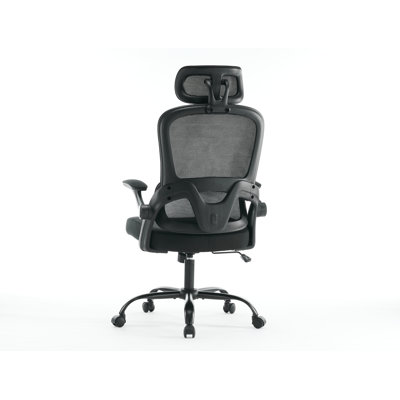 Chaise de bureau ergonomique en maille à haut dossier avec accoudoirs 3D Support de bureau pivotant pour soutien lombaire avec appui-tête réglable en 2 et fonction inclinable noir