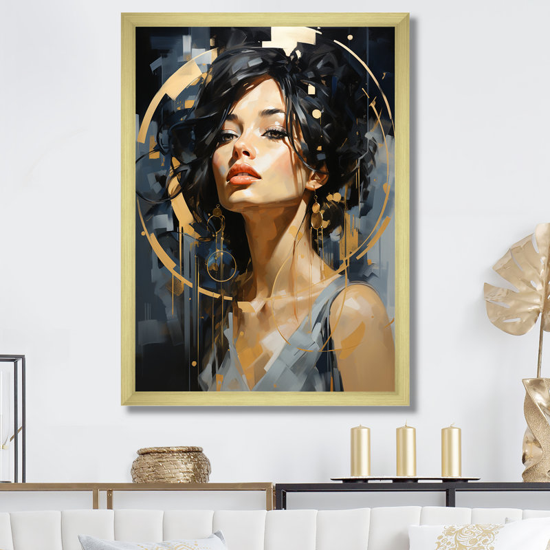 Ballroom Woman III - art mural tendance, Cadre doré simple, H 32 po x l 24 po x P 1 po