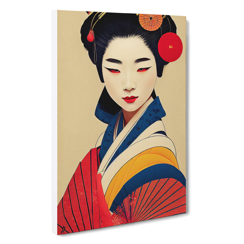 Welcoming Geisha - Wrapped Canvas Print, 50cm H x 35cm W x 3cm D