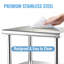 Table de préparation en acier inoxydable, 30 x 30 x 36 pouces, capacité de charge de 800 lb, table de travail en métal robuste avec tablette et pieds réglables, poste de travail commercial pour le garage de la cuisine
