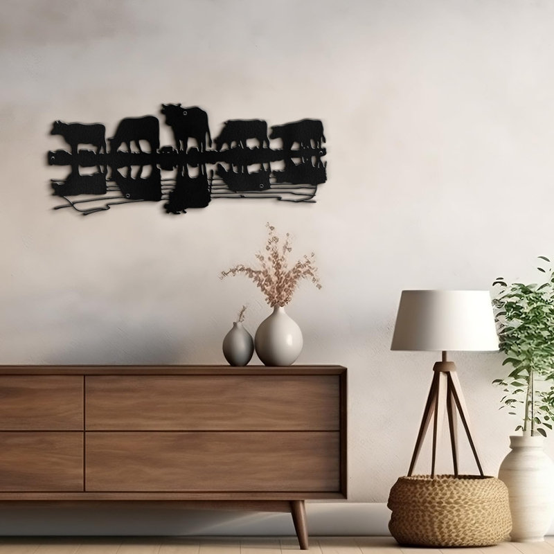 Wall Decor Metal, Black, 6" H x 18" W x 0.05" D