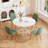 5-Piece Round Dining Table Set with 4 Velvet Dining Chairs-510743055-510743048