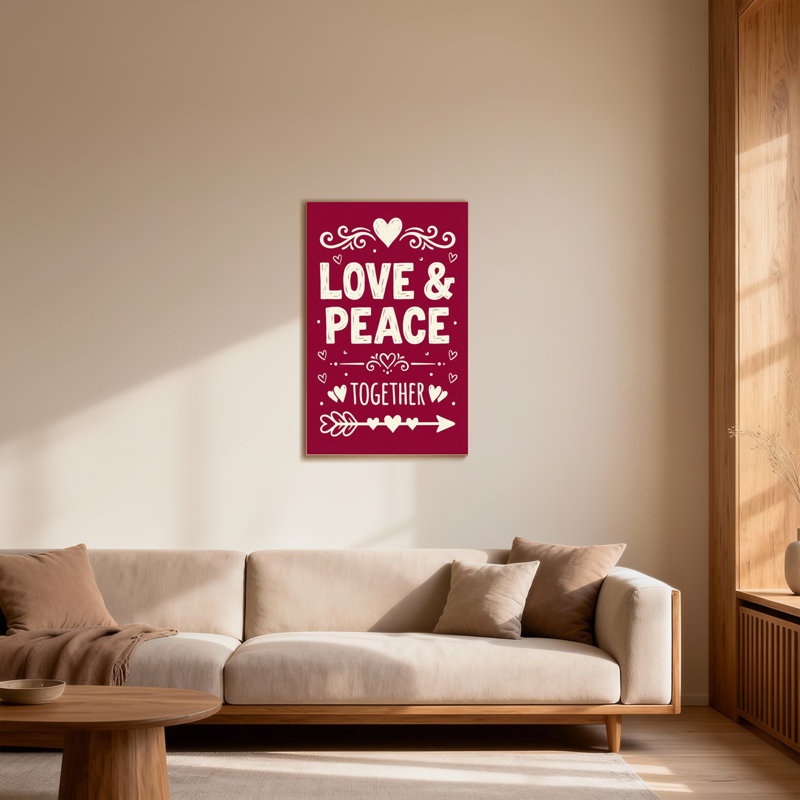 Valentine's Day Love And Peace Together Heart Arrow Pattern, 30" H x 20" W