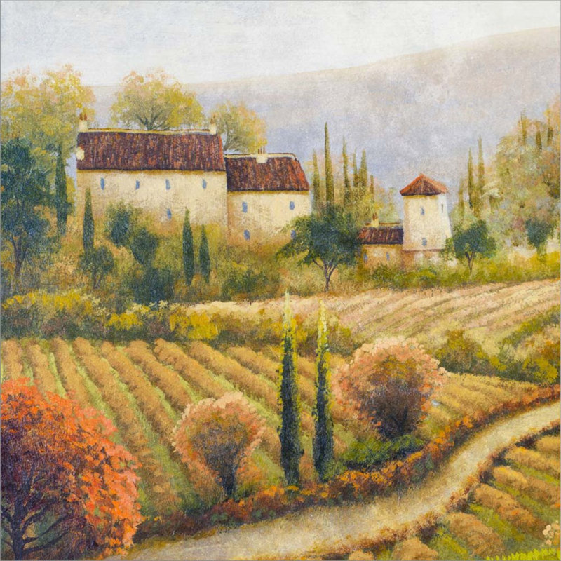 «Tuscany Vineyard I» par Michael Marcon, art mural encadré