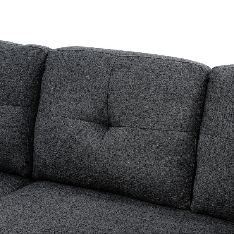 Lit modulaire escamotable modulaire, gris, revêtement en L, avec siège, convertible pour la nuit des invités, rangement sous de bons espaces de vie compacts, 54 po de profondeur, 85 de largeur, 35 de hauteur, 185,4 lb de gris