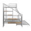 Lit superposé simple au-dessus de double avec lit gigogne et escalier de rangement-585262497