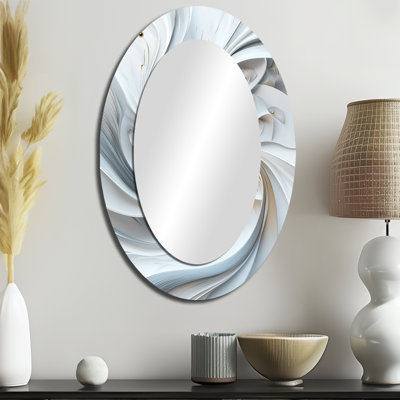 Gris et blanc, reproduction d'art I - miroir mural ovale moderne