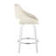 Tabouret de comptoir à hauteur fixe avec pivot en bois blanc et tissu crème avec repose-pieds rond chromé - ensemble de 2-1412271676