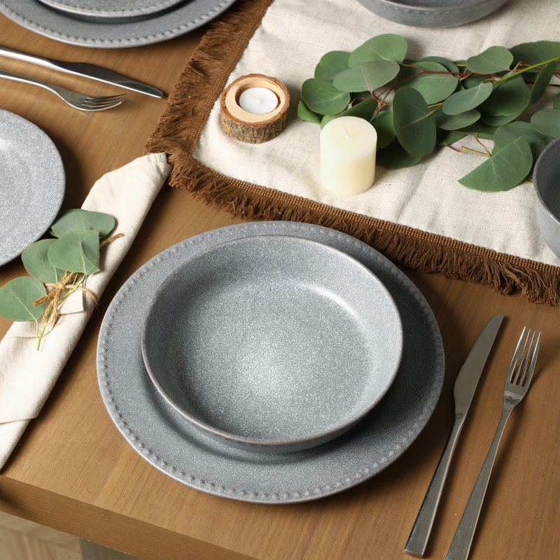 Ensemble d'assiettes en grès 8 pièces Stone Lain Comet, Gris