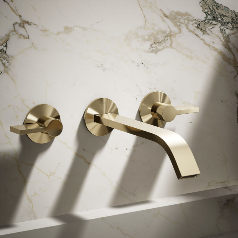 Components Wall-Mount Bathroom Sink Faucet Trim, Vibrant French Gold