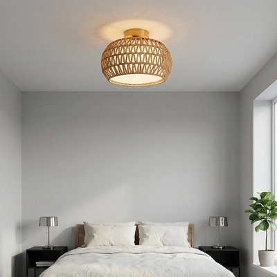 Rattan Semi Flush Mount