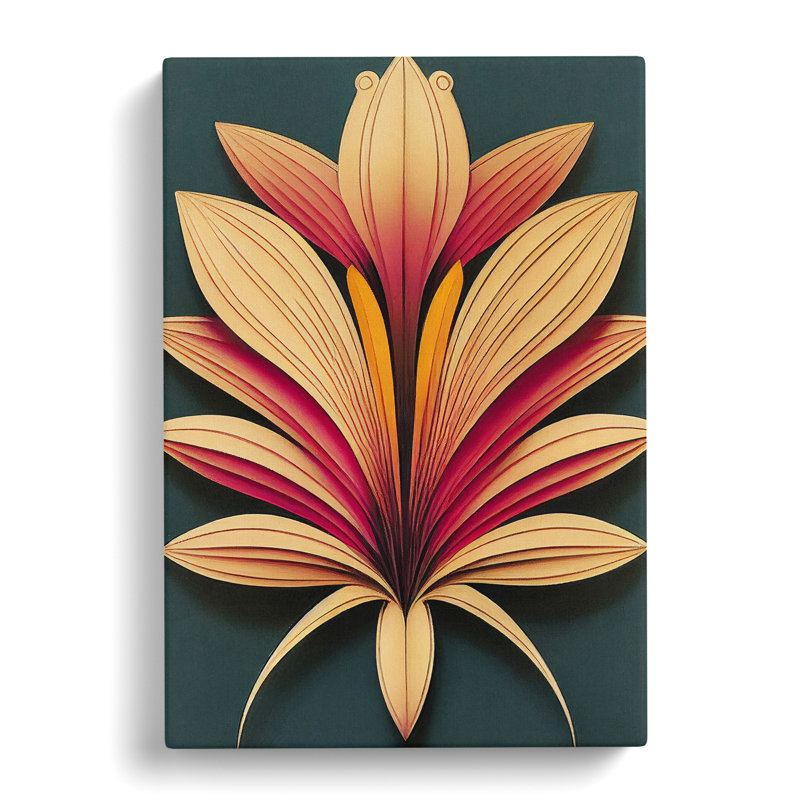 Art Deco Flower No.4 - Wrapped Canvas Print, 60cm H x 40cm W x 3cm D