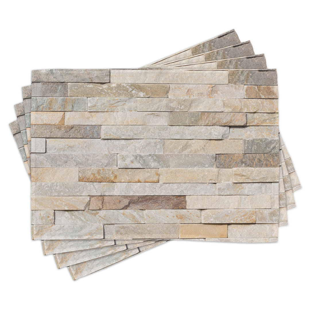 Platzdeckchen 4er Set, Brick Wall City, Creme Beige Tan