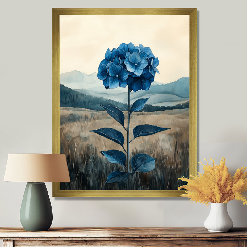 Wanda - Floral Wall Art Living Room, H 32 po x l 16 po, Reproduction encadrée d'une seule photo, Doré