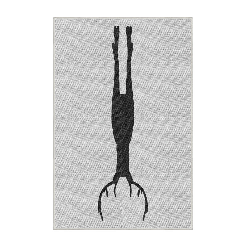 Tapis gris/zone noire à motifs, Rectangle 3 pi x 5 pi
