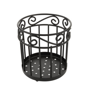 Scroll Pantryware Metal Round Utensil Crock
