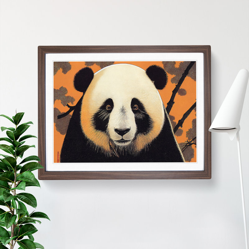 Blessed Panda - Single Picture Frame Print, 46cm H x 64cm W x 2cm D, Oak