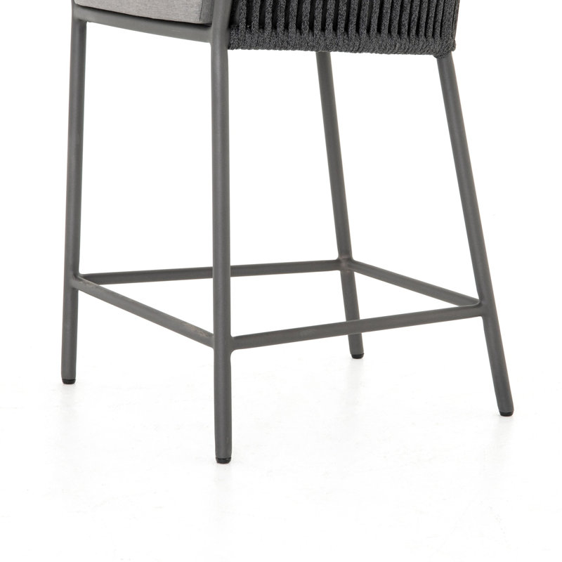 Porto Patio Bar Stool, Charcoal, Black, 26.5"